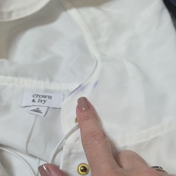 Crown & Ivy Medium Blue and White Hooded Rain Jacket - Picture 7 of 9